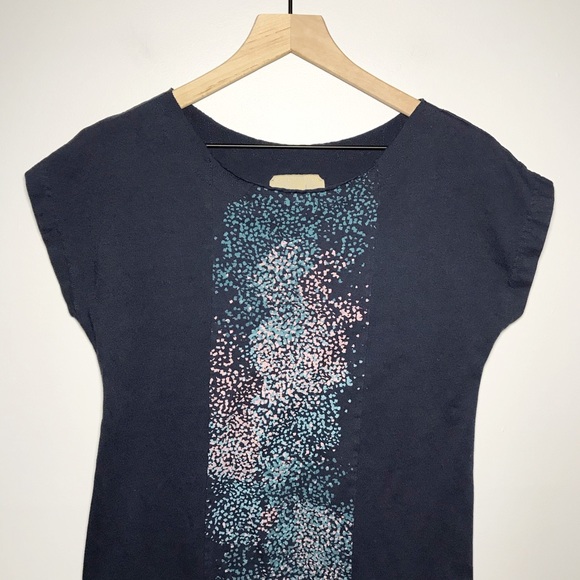 Tonlé Eco-Friendly Short Sleeve Printed T Shirt Dress in Blue S - Picture 5 of 5